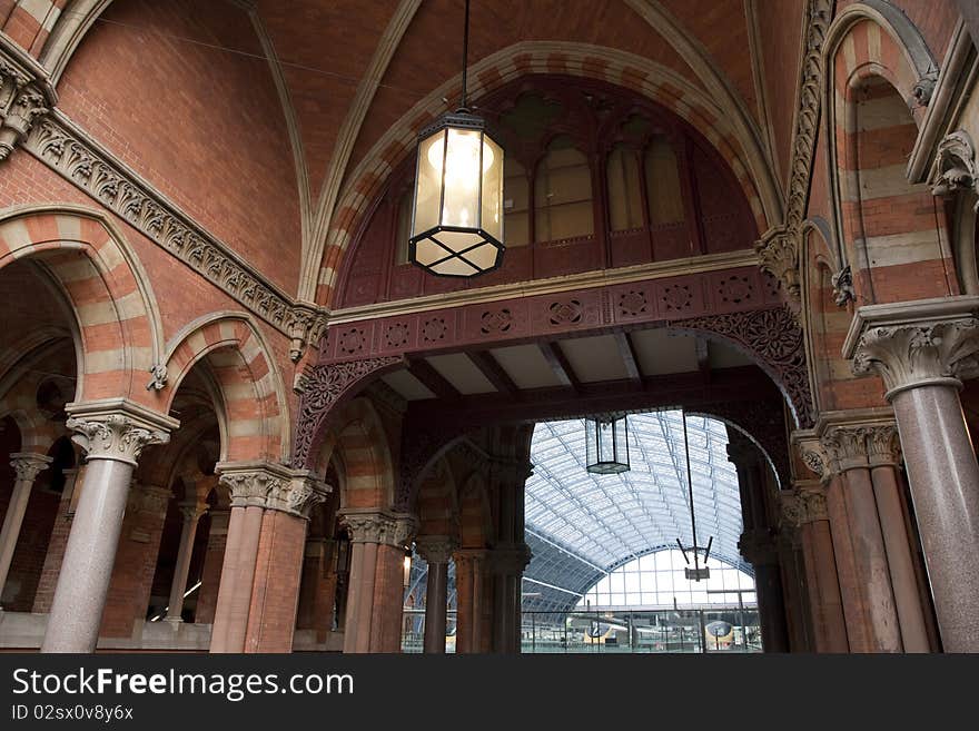 Entrance to St Pancras International Railway Station in London, England. Entrance to St Pancras International Railway Station in London, England