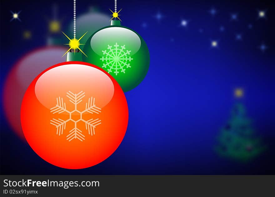 Christmas balls on the starry sky. Vector EPS10 illustration