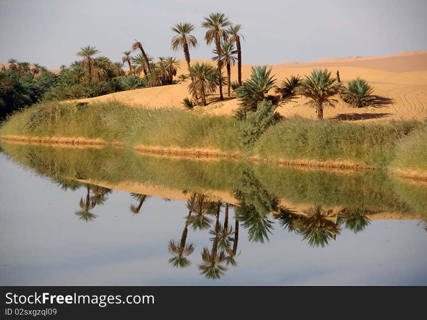 A lake in the desert of Libya, in Africa. A lake in the desert of Libya, in Africa