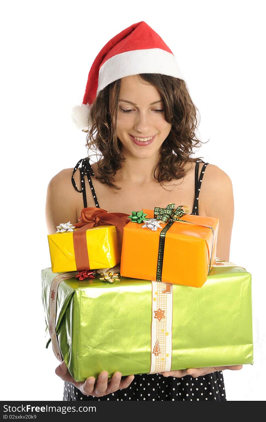 Teenager Girl With Christmas Presents