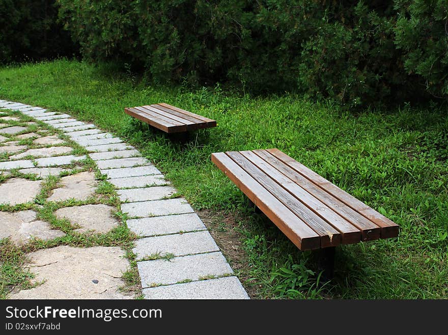 Bench by the Lane,with green grass