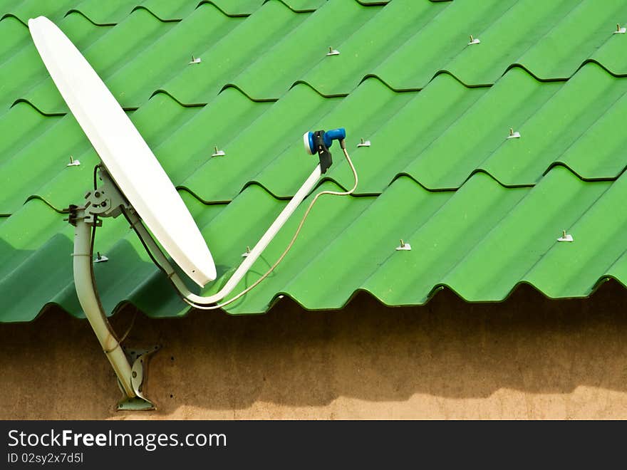 The dish on the roof for wireless communication. The dish on the roof for wireless communication