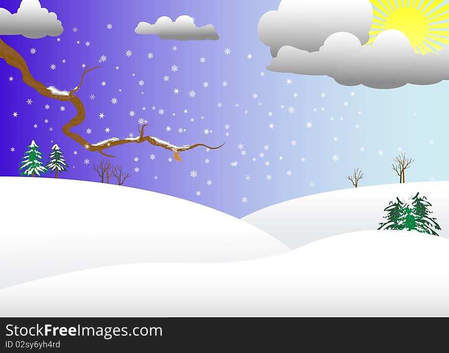 Winter landscape. Vector illustration.