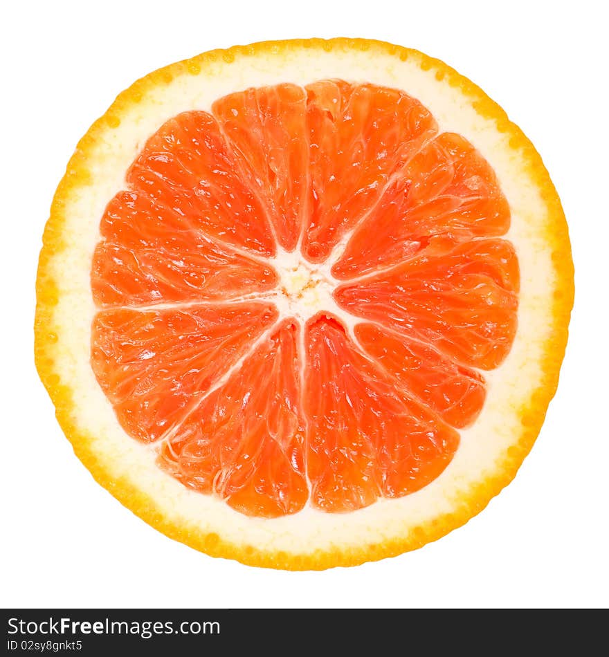 Half of orange isolated on white background