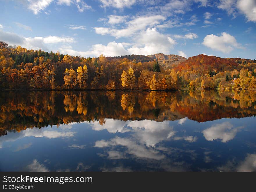 Ružín lake reflecting its beautiful country