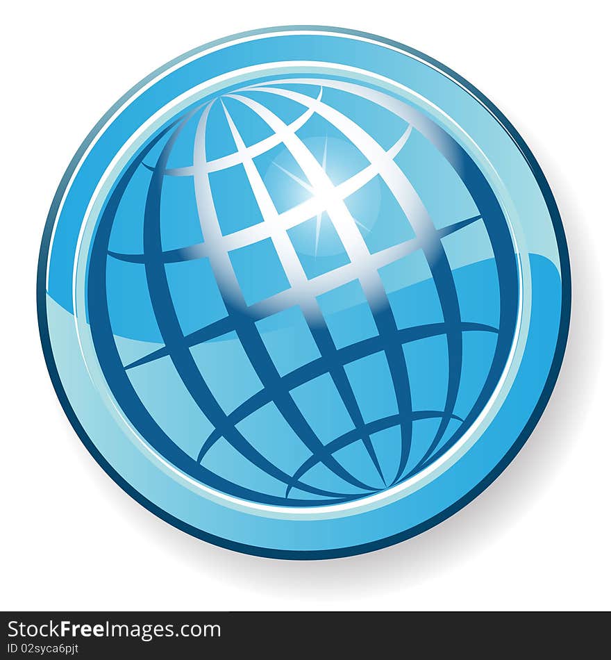 Illustration, transparent blue globe on white background