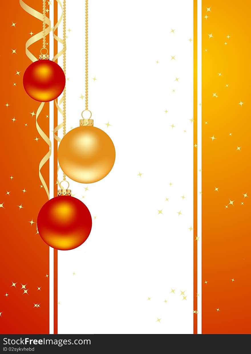 Orange background with new year decorations. Vector illustration. Orange background with new year decorations. Vector illustration.