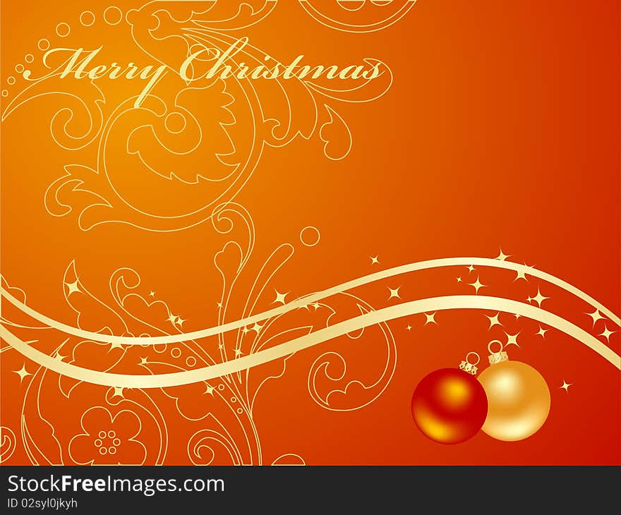 Orange background with new year decorations. Vector illustration. Orange background with new year decorations. Vector illustration.