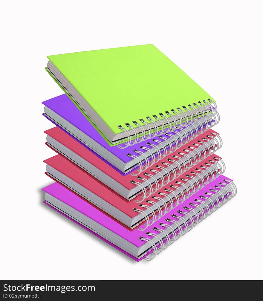 Colorful   notebooks isolated on white background