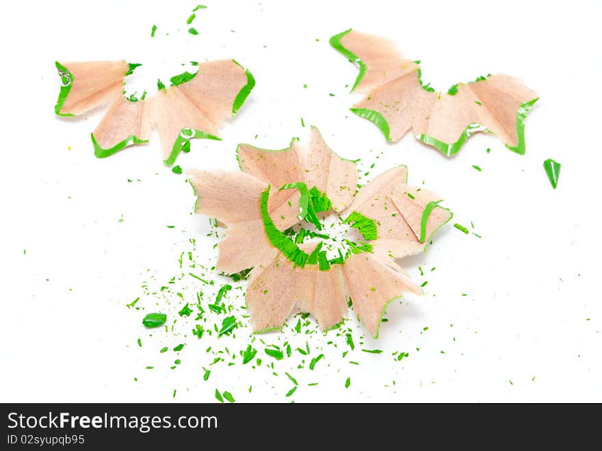 Green shavings isolated on white