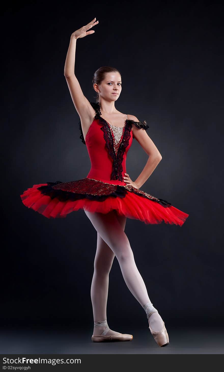 The beautiful young dancer. The ballerina in studio