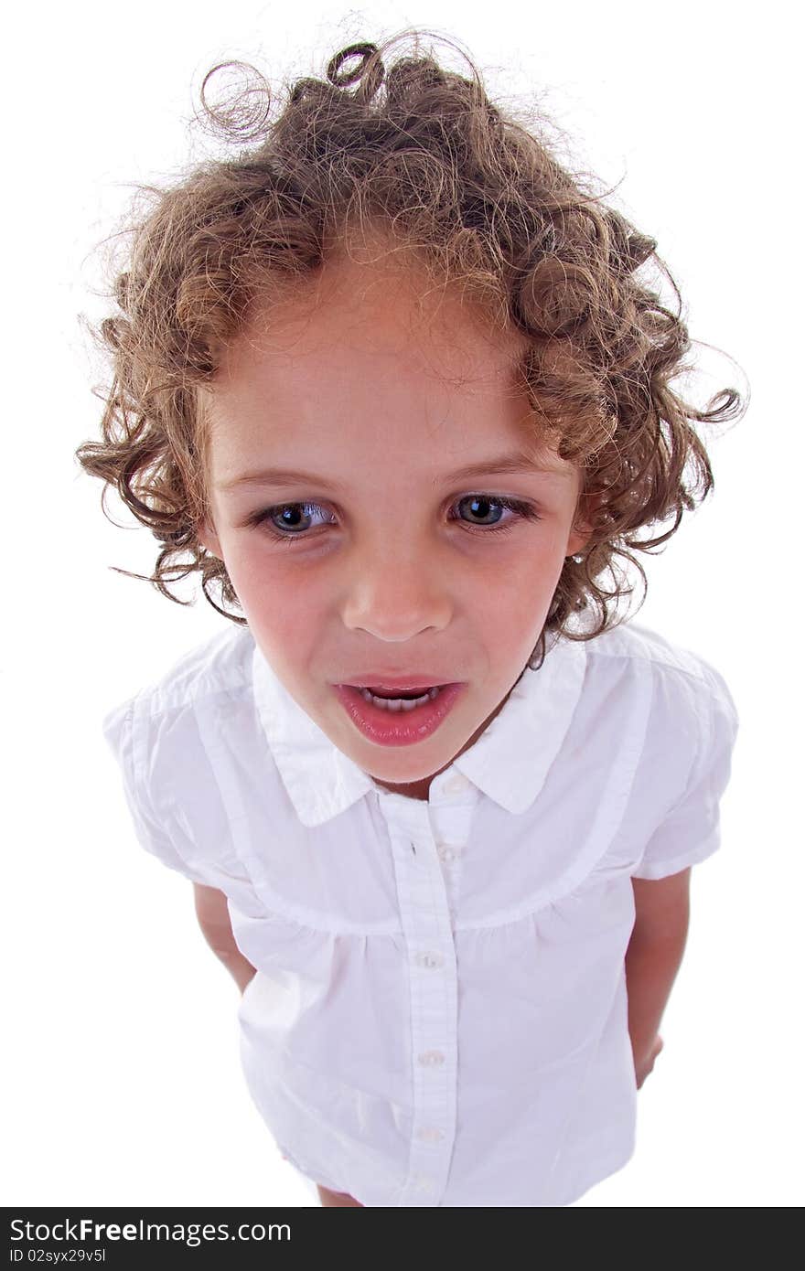 Surprised pretty little girl on a white background. Surprised pretty little girl on a white background