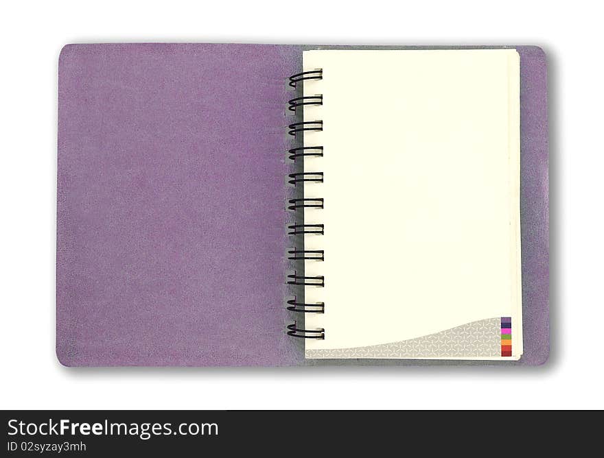 Note book, isolated object over white background. Note book, isolated object over white background