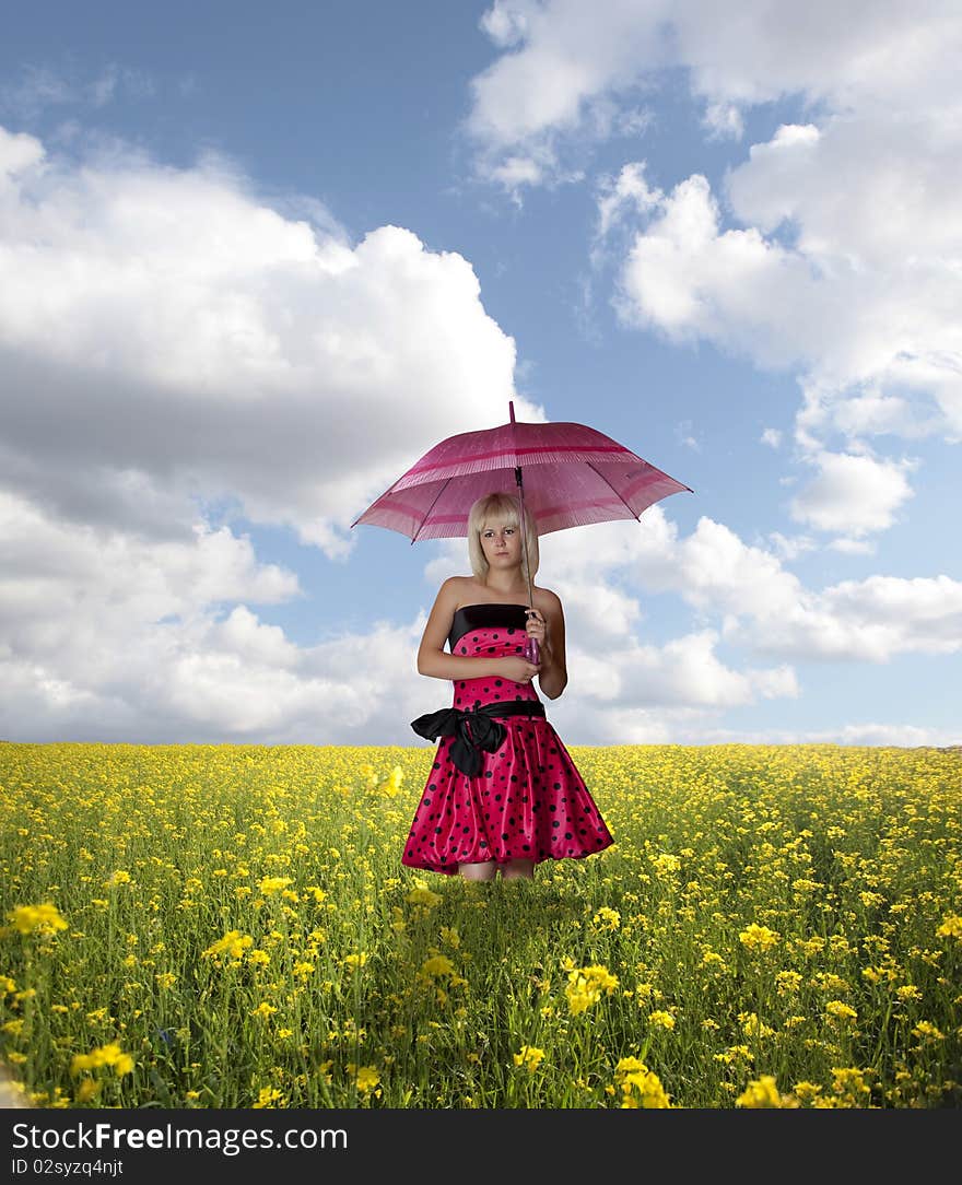 The girl with an umbrella. The girl with an umbrella