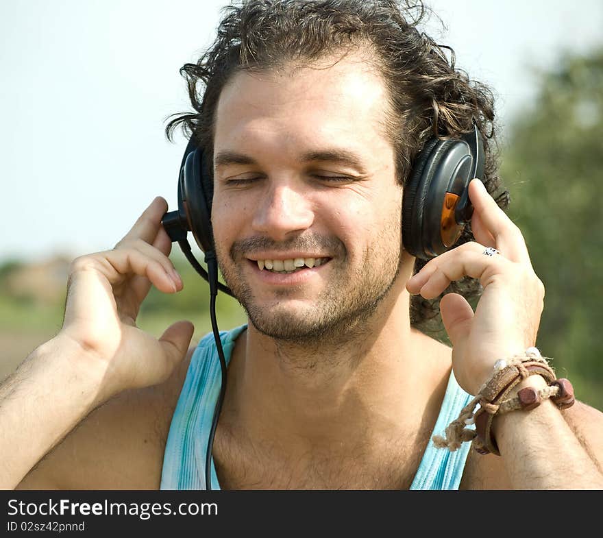 Portrait of young man with headphones