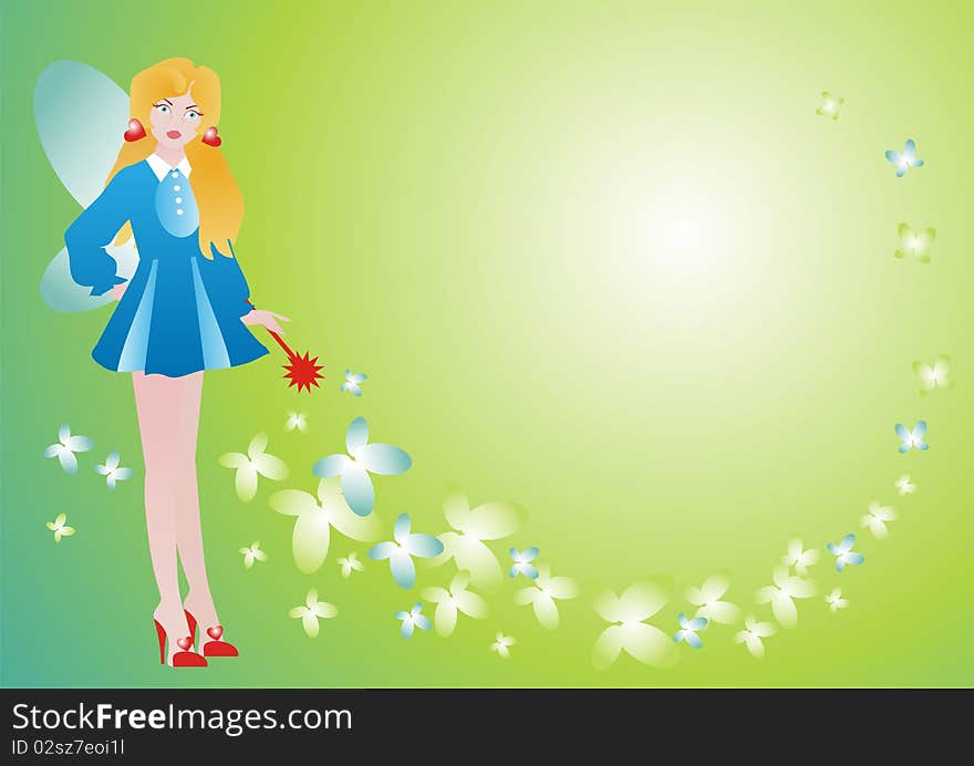 Nice elf and butterfly background. Nice elf and butterfly background