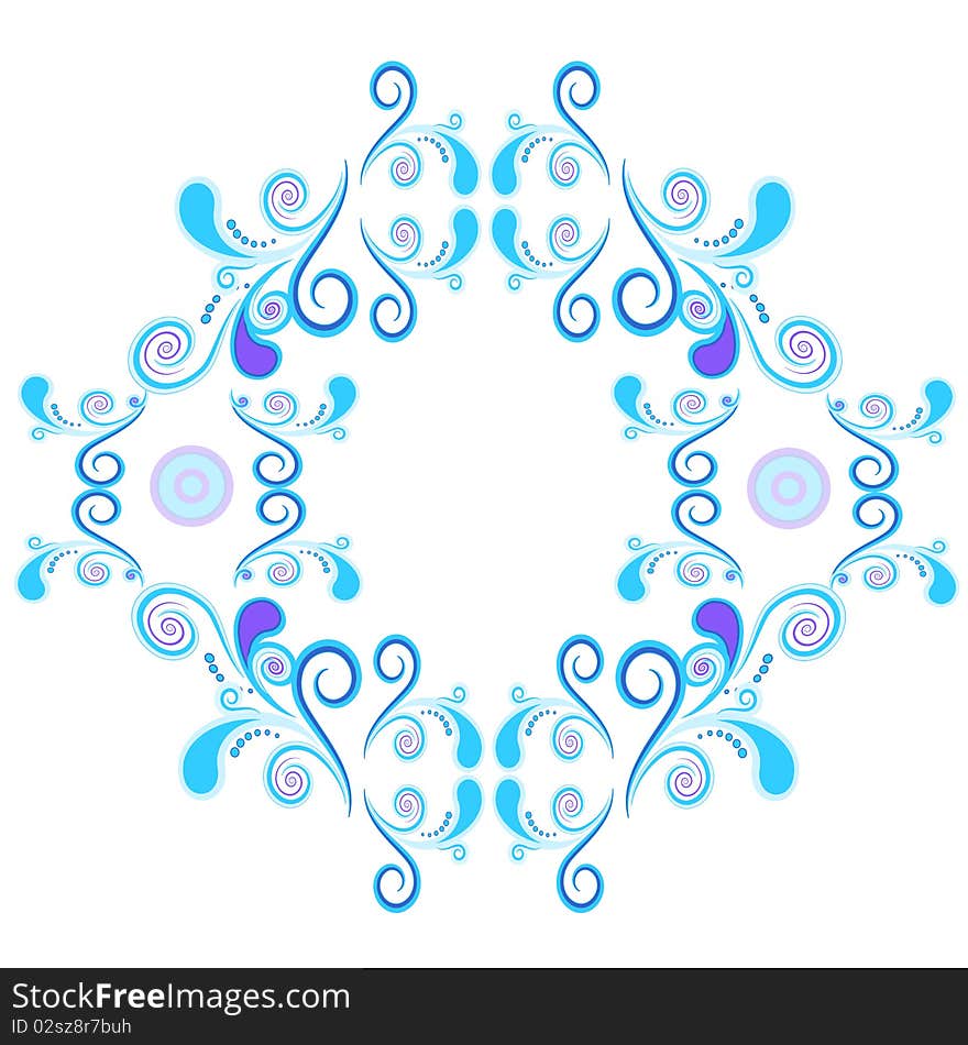 Floral And Spiral Elements Border Frame. Vector.