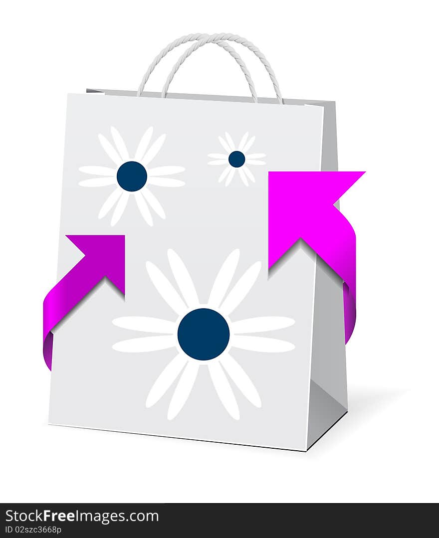 Paper shopping bag on white