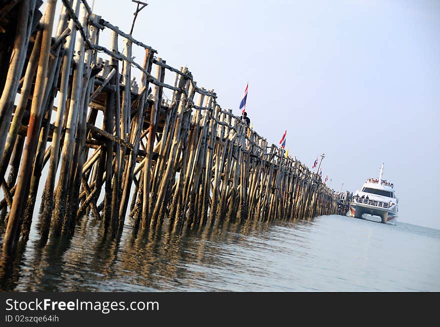 The Wood Bridge at Chumporn, Thailand