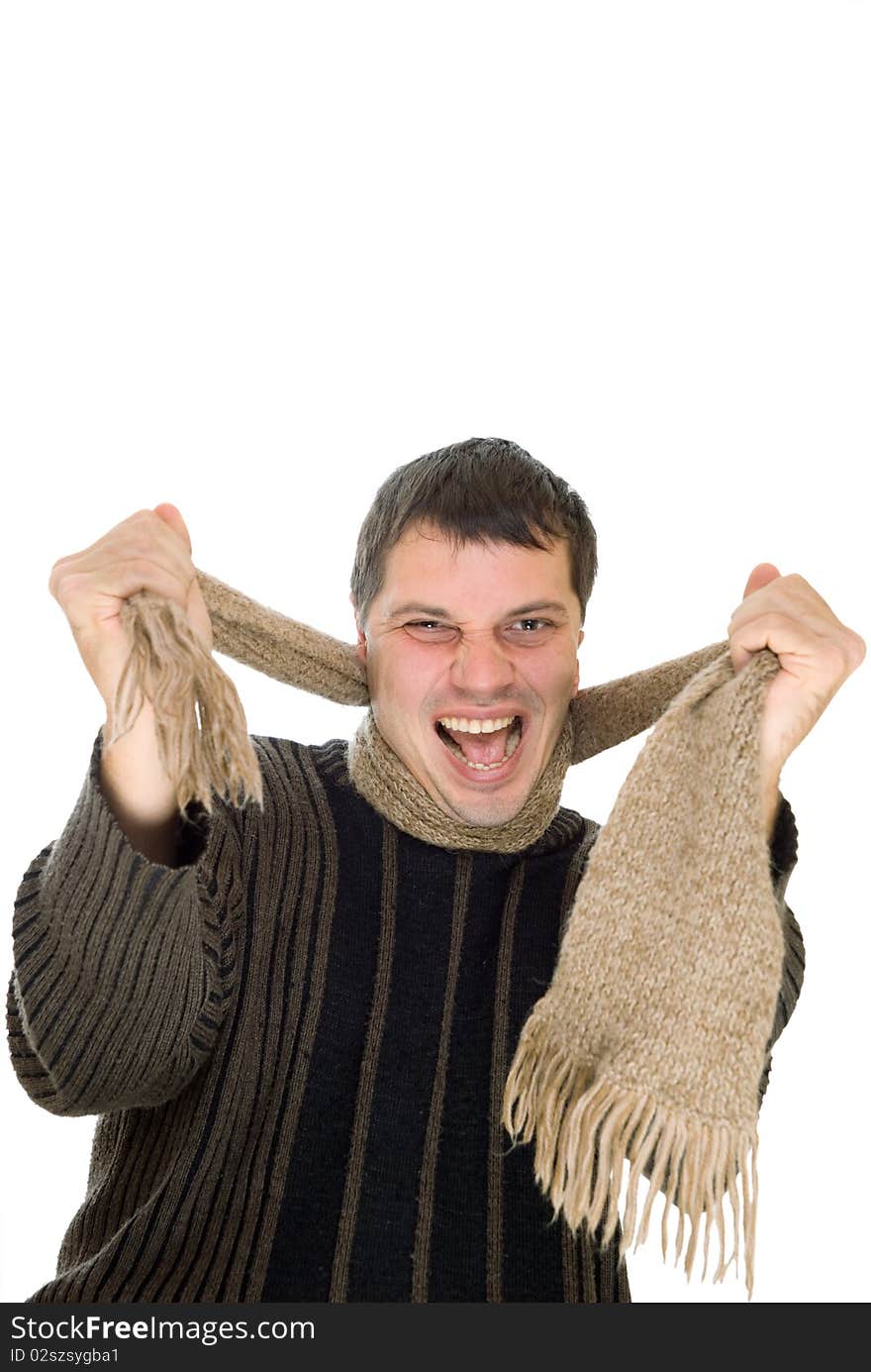 Young man wearing a scarf