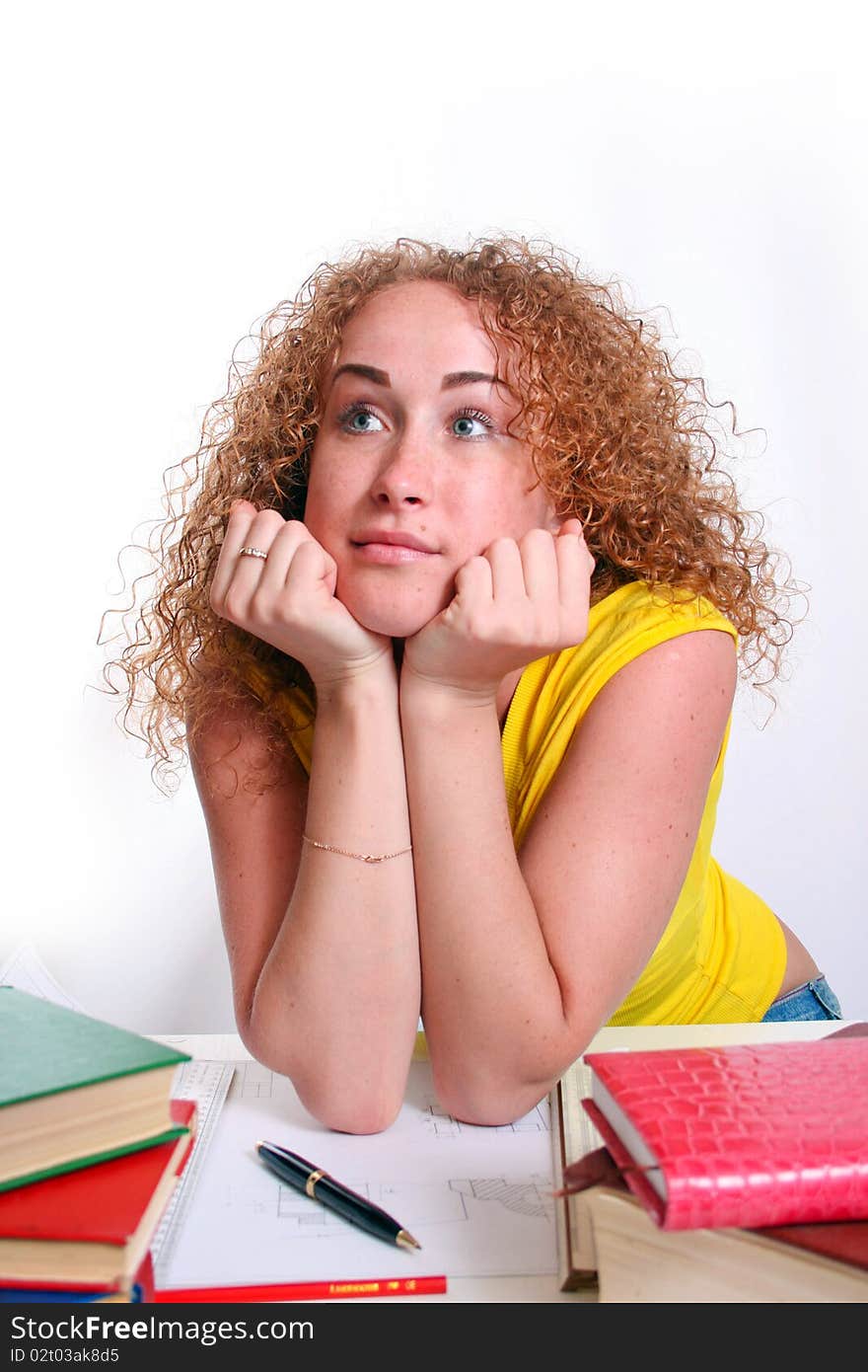 Portrait of a beautiful young female student .