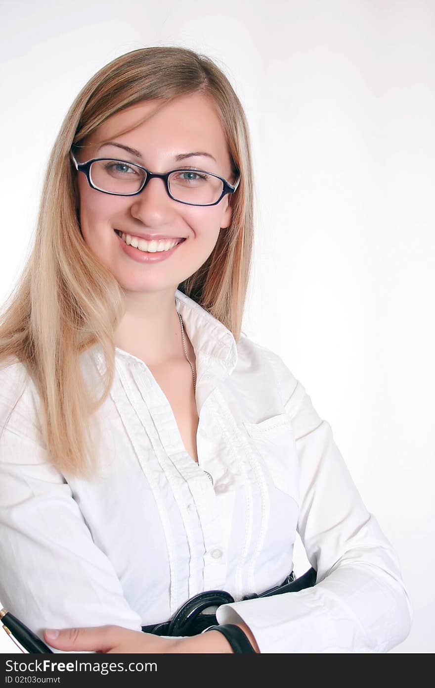 Young smiling business woman working