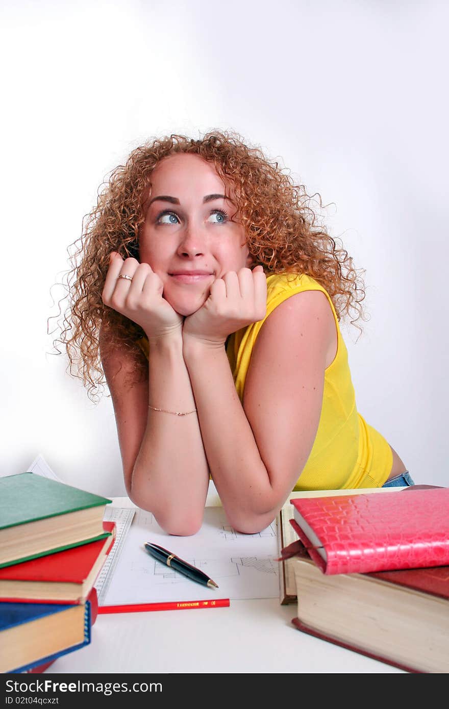 Studying Woman Reading Her Book