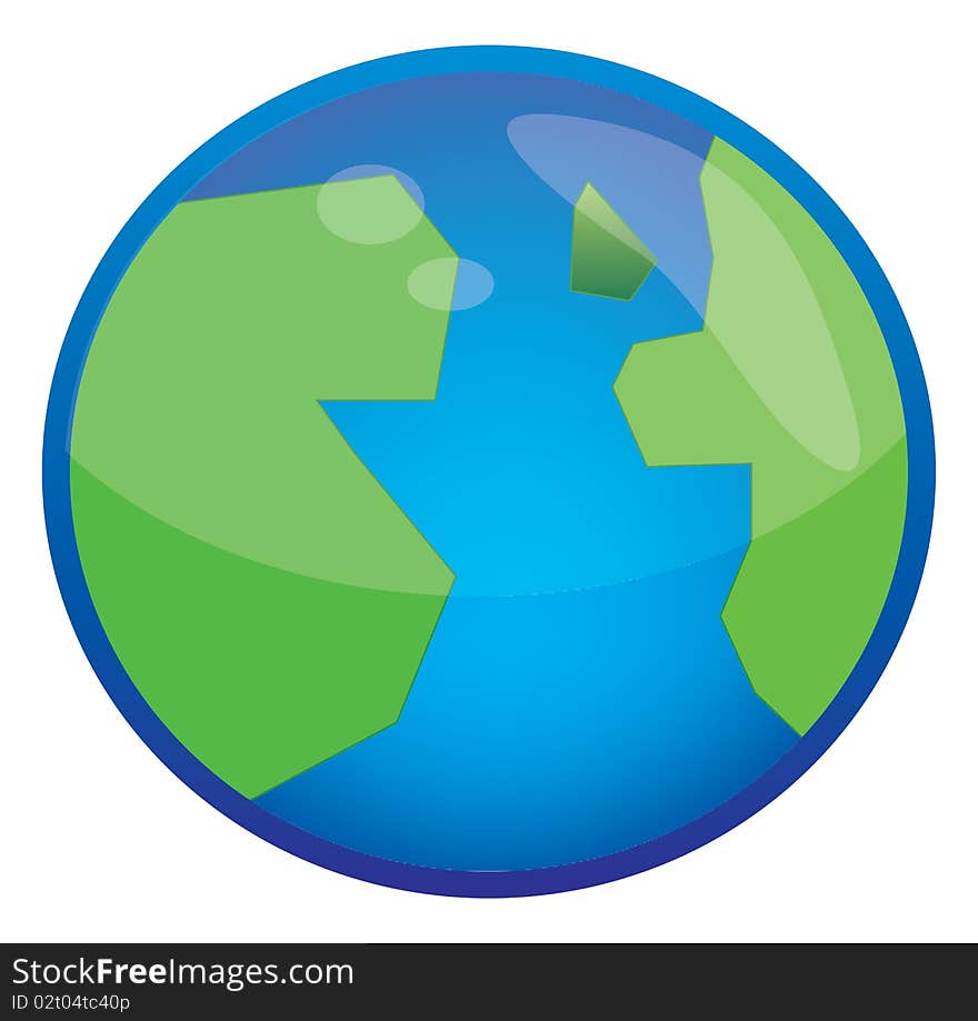 Illustration of a simplistic globe isolated on white background.