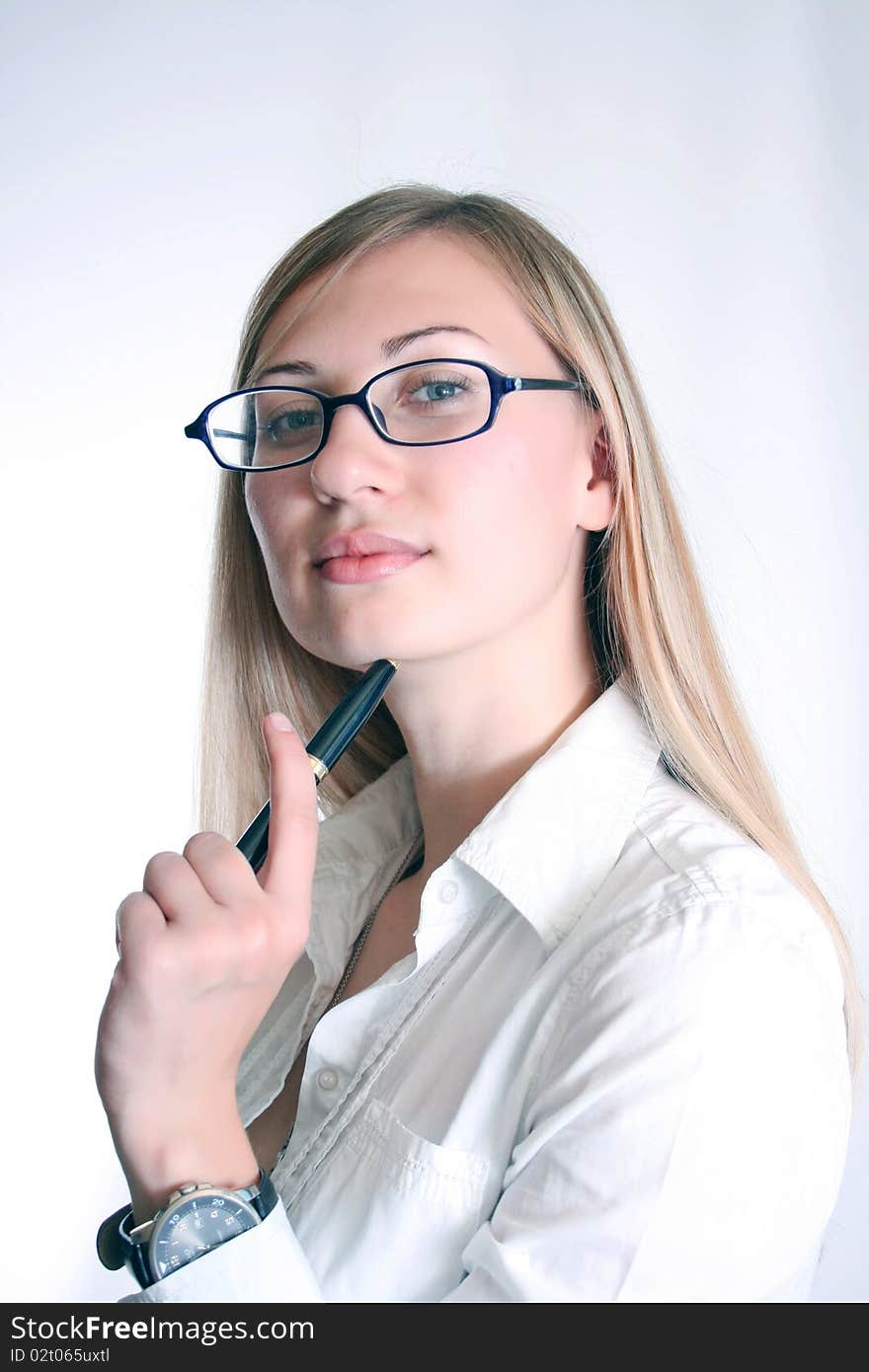 Young smiling business woman working