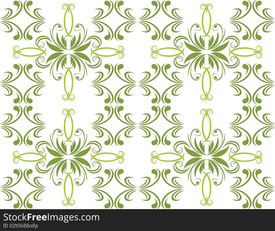 Decorative green ornament for background. Illustration