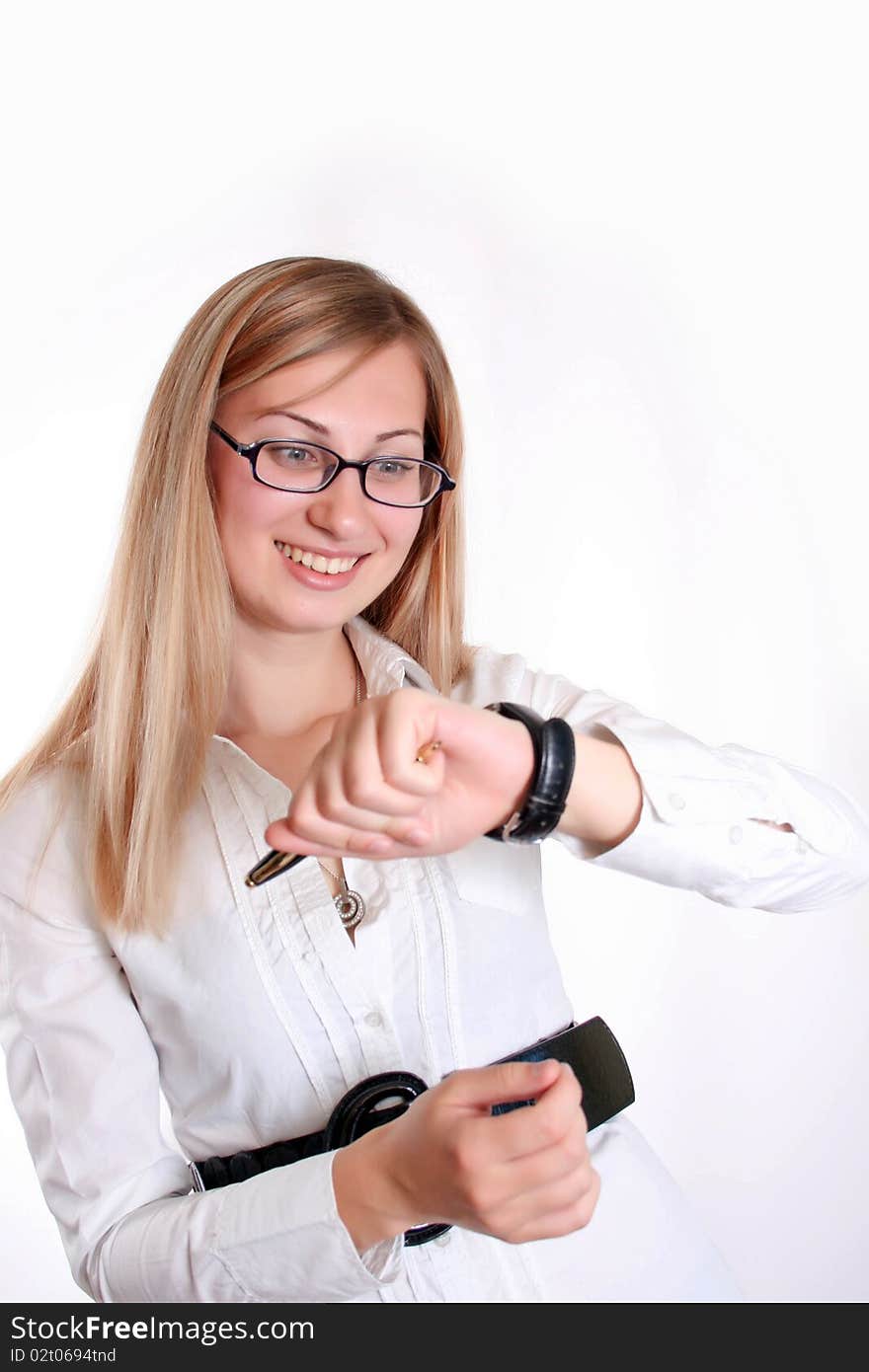 Young smiling business woman working