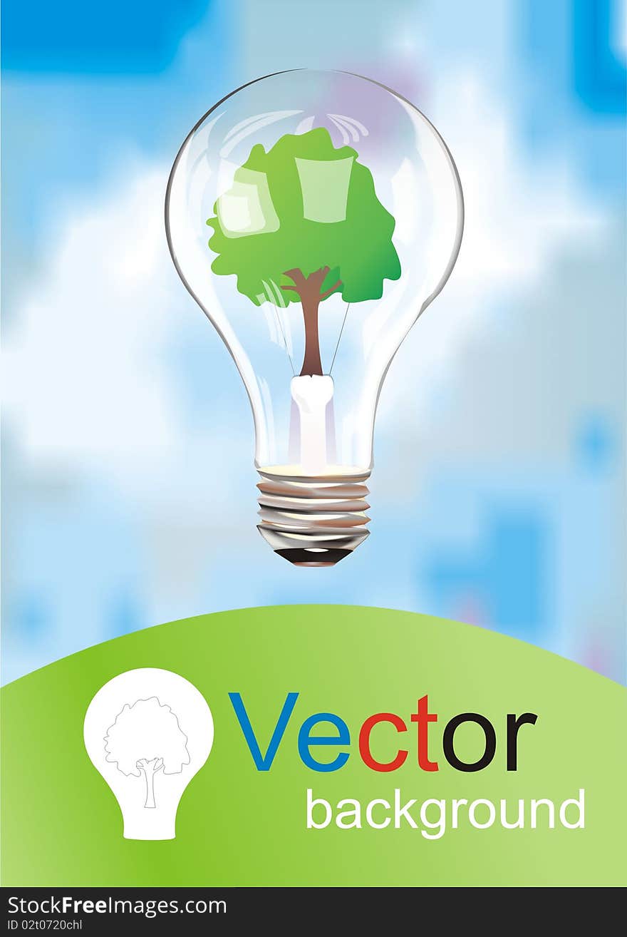 Vector background. tree in bulb