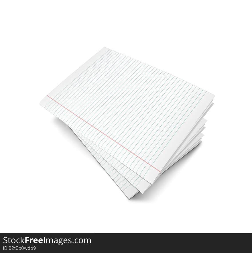 3d illustration of lined notebook on a white background. 3d illustration of lined notebook on a white background