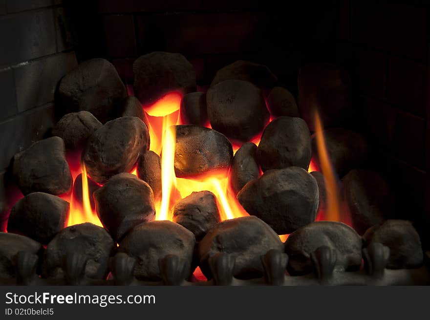 Warming Glowing fireplace with coals. Warming Glowing fireplace with coals