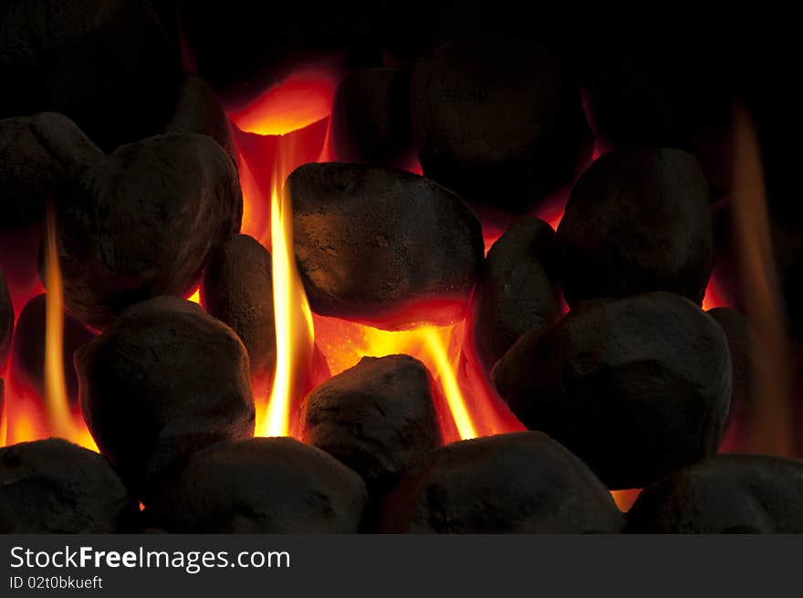 Close up of warm glowing fire. Close up of warm glowing fire