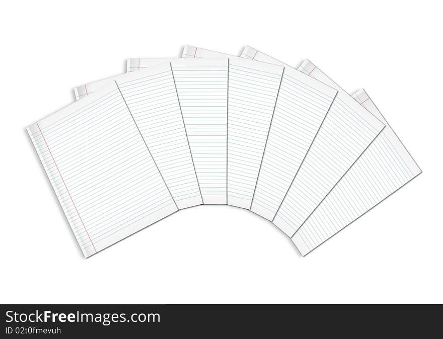 3d illustration of lined notebook on a white background. 3d illustration of lined notebook on a white background