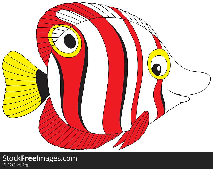 Vector clip-art of a red and white striped tropical fish
