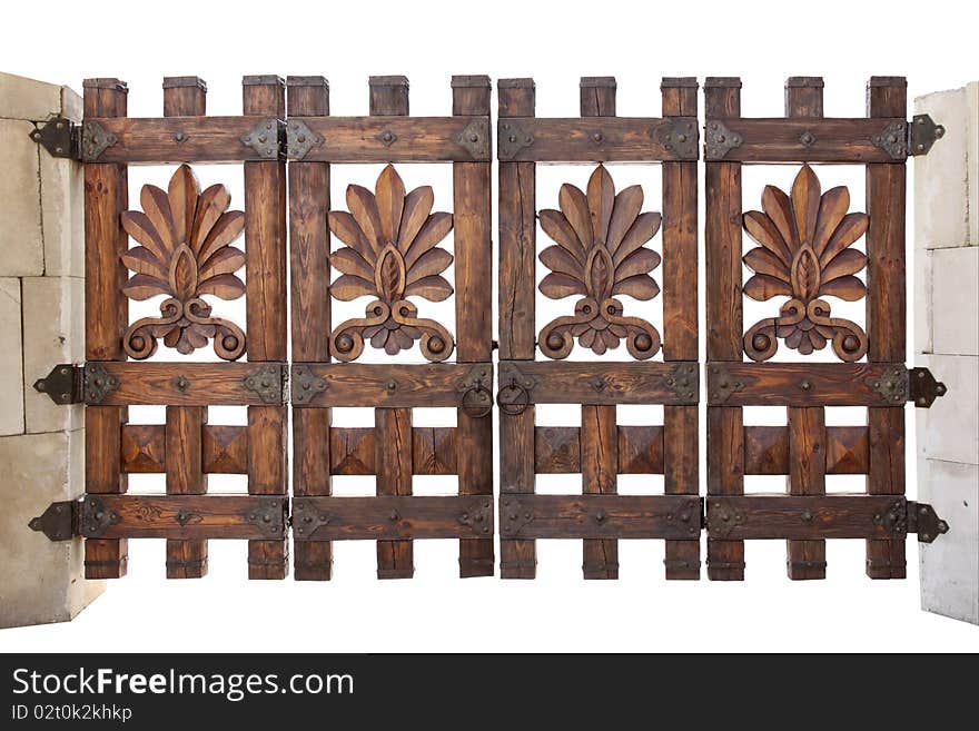 Wooden gate isolaten on a white background. Wooden gate isolaten on a white background