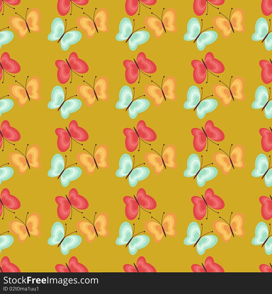 Seamless background with color butterflyes