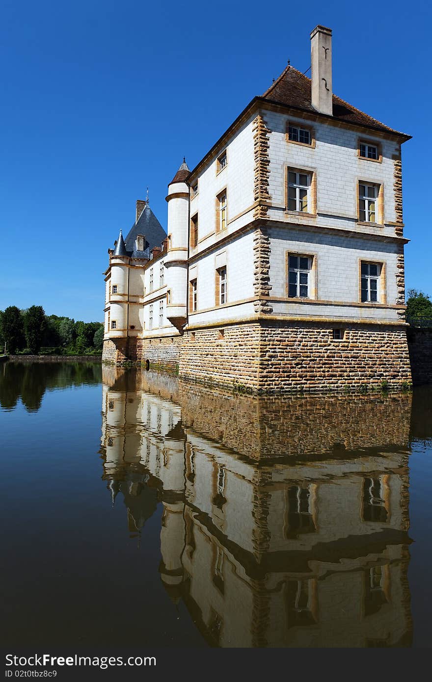 Romantic castle with water in France. Romantic castle with water in France