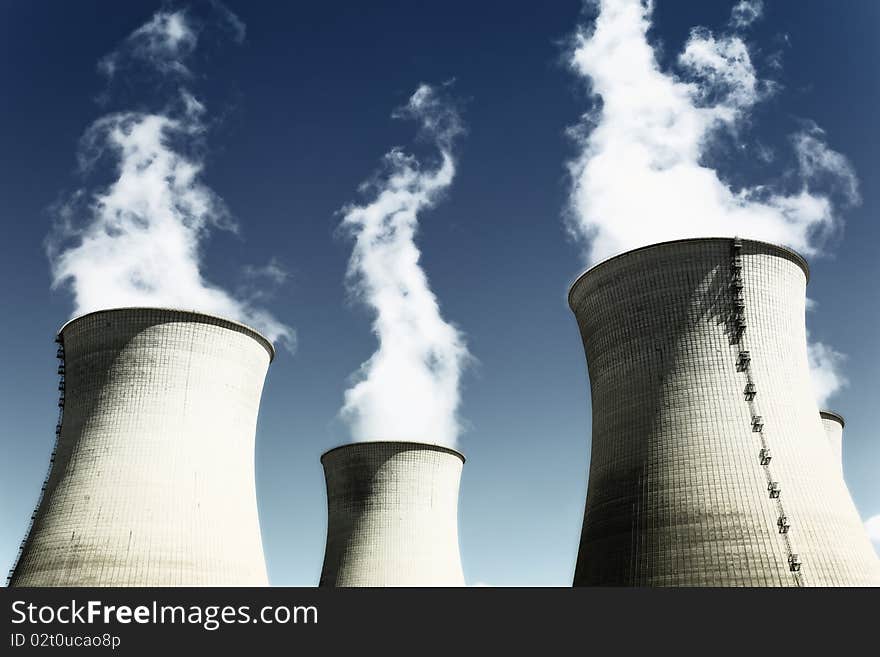 Chimney with smoke of energy industry. Chimney with smoke of energy industry