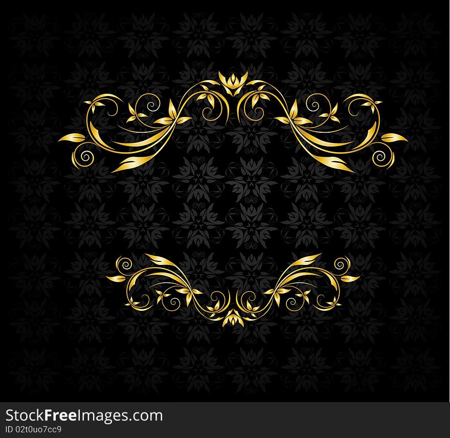 Vintage floral background with golden element