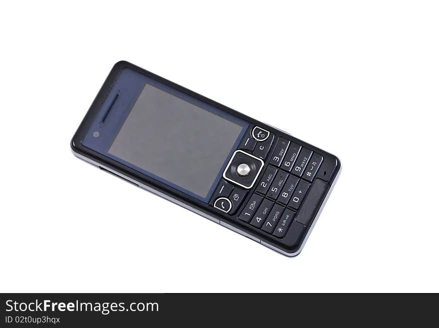 Black modile phone isolated on the white. Black modile phone isolated on the white