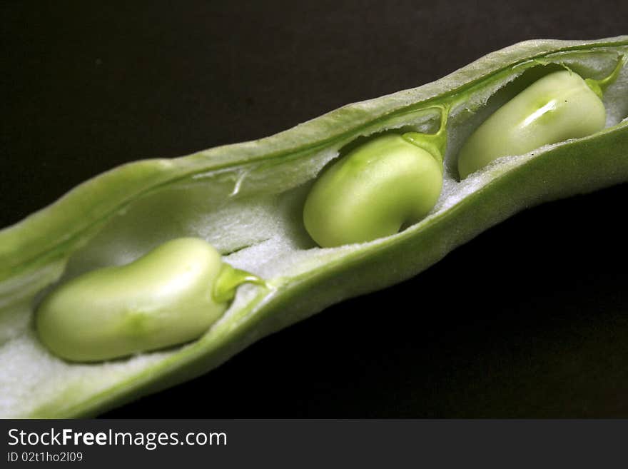 Fresh string-bean on black background. Fresh string-bean on black background