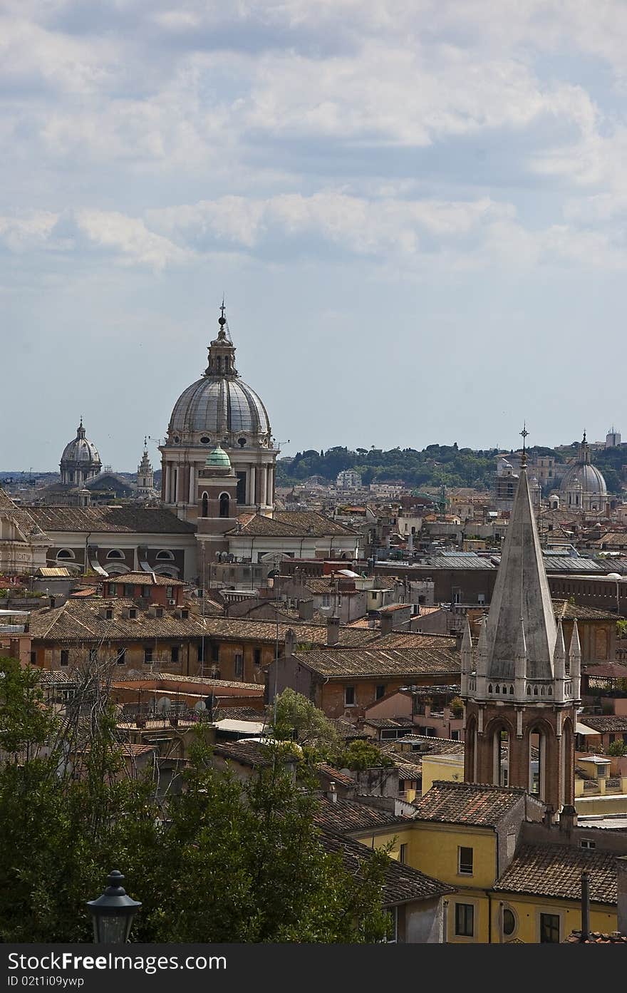 Buildings and church dome in Rome. Buildings and church dome in Rome