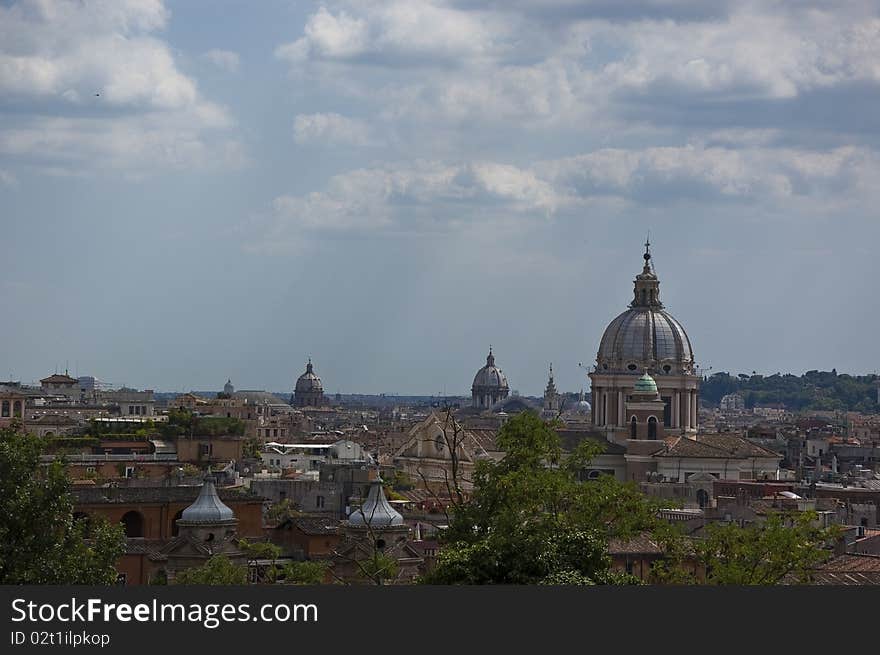 Buildings and church dome in Rome