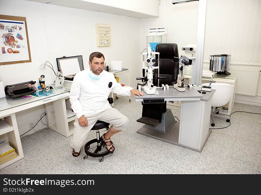 Doctor in ophthalmology clinic