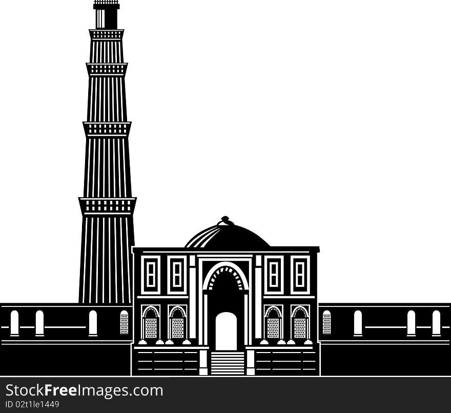 illustration of the Qutub Minara tower Delhi India