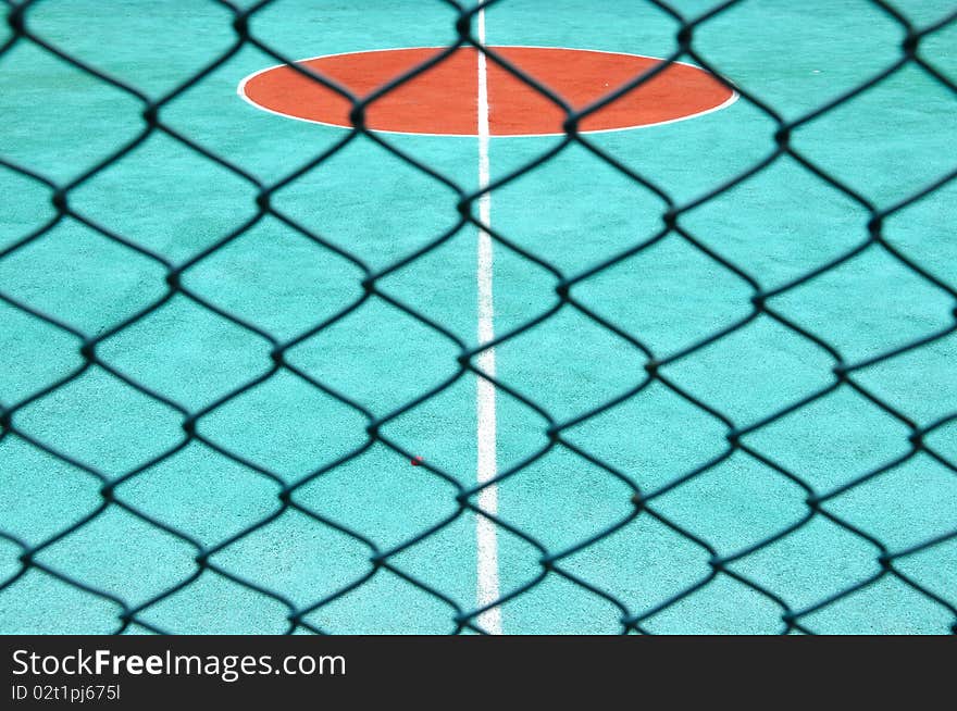 Tennis Court Behind Surround Net