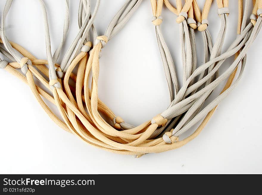 Rope with knot close up. on white background.